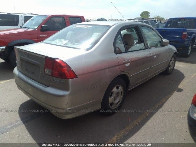 JHMES96675S006288 - 2005 HONDA CIVIC HYBRID GOLD photo 4