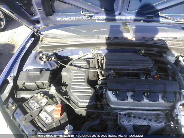 2HGES16374H601058 - 2004 HONDA CIVIC DX VP BLUE photo 10