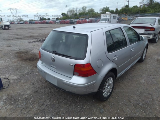 9BWGP61J634005131 - 2003 VOLKSWAGEN GOLF GLS TDI SILVER photo 4