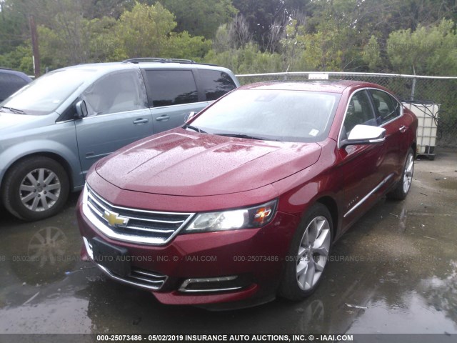 2G1155SL6F9121195 - 2015 CHEVROLET IMPALA LTZ MAROON photo 2