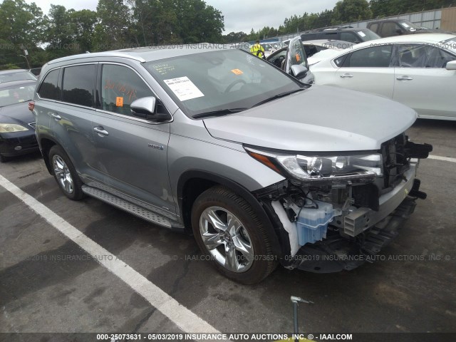 5TDDGRFHXJS044407 - 2018 TOYOTA HIGHLANDER HYBRID LTD PLATINUM SILVER photo 1