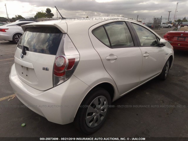 JTDKDTB31D1528202 - 2013 TOYOTA PRIUS C WHITE photo 4