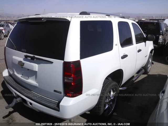 1GNFK13079R206485 - 2009 CHEVROLET TAHOE K1500 LS WHITE photo 4