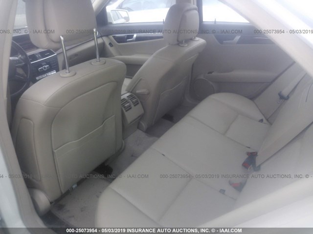 WDDGF4HBXCR211528 - 2012 MERCEDES-BENZ C 250 WHITE photo 8