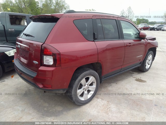 1C4NJDEB0ED788394 - 2014 JEEP COMPASS LATITUDE RED photo 4