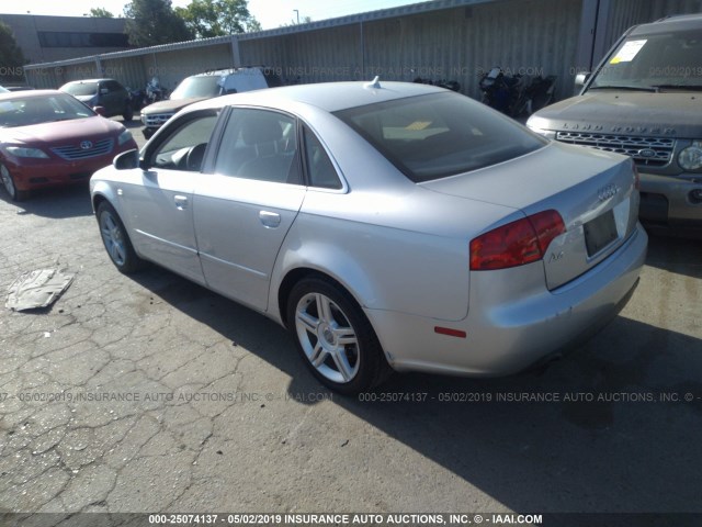 WAUAF78E27A216820 - 2007 AUDI A4 2/TURBO SILVER photo 3