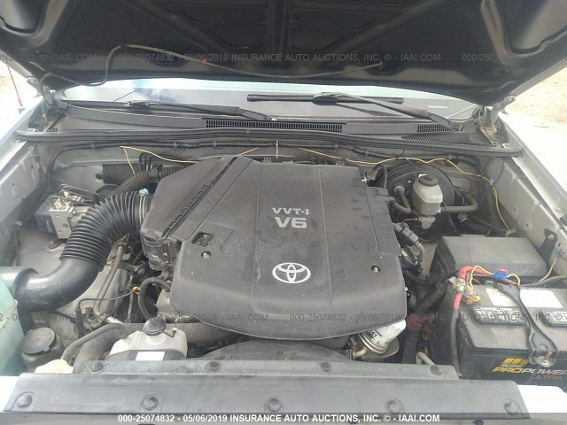 5TEUU42N45Z121689 - 2005 TOYOTA TACOMA ACCESS CAB ვერცხლისფერი ფოტო 10