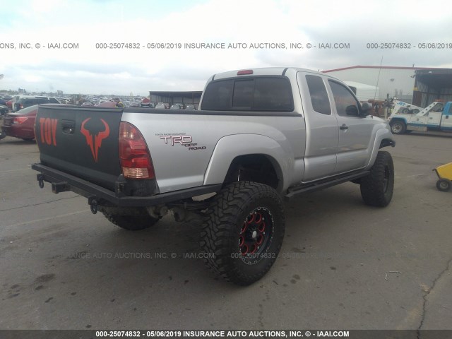 5TEUU42N45Z121689 - 2005 TOYOTA TACOMA ACCESS CAB ვერცხლისფერი ფოტო 4