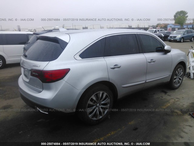 5FRYD4H45EB018152 - 2014 ACURA MDX TECHNOLOGY SILVER photo 4