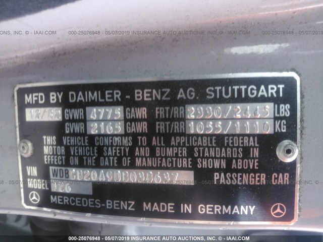 WDBCB20A9DB038637 - 1983 MERCEDES-BENZ 300 SD 浅蓝色 照片 9