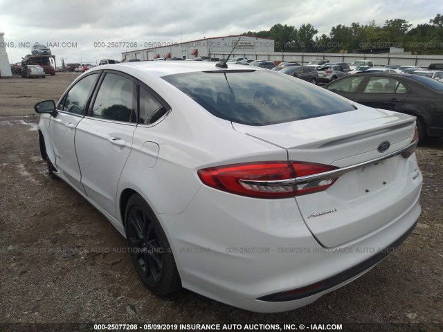 3FA6P0LU0JR132011 - 2018 FORD FUSION SE HYBRID WHITE photo 3