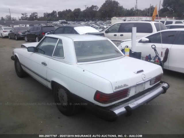 WDBBA48D3KA098697 - 1989 MERCEDES-BENZ 560 SL WHITE photo 3