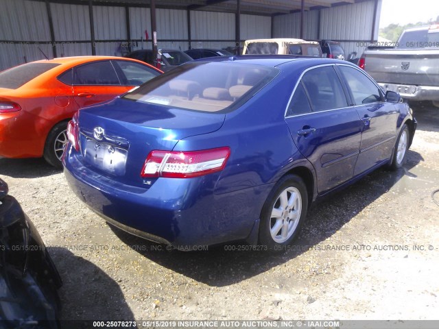 4T4BF3EK6AR060511 - 2010 TOYOTA CAMRY SE/LE/XLE BLUE photo 4