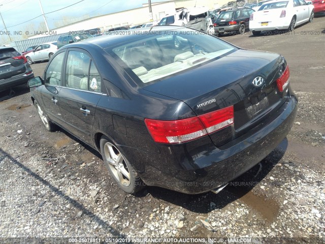 5NPEU46F06H149615 - 2006 HYUNDAI SONATA GLS/LX BLACK photo 3