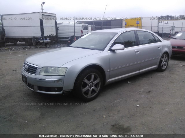 WAUML44E54N017758 - 2004 AUDI A8 L QUATTRO SILVER photo 2