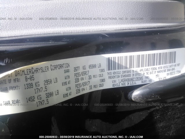 1J4GR48K06C135305 - 2006 JEEP GRAND CHEROKEE LAREDO/COLUMBIA/FREEDOM 黑色 照片 9