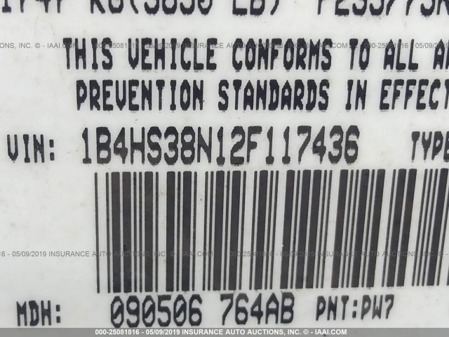 1B4HS38N12F117436 - 2002 DODGE DURANGO SPORT/SXT WHITE photo 9