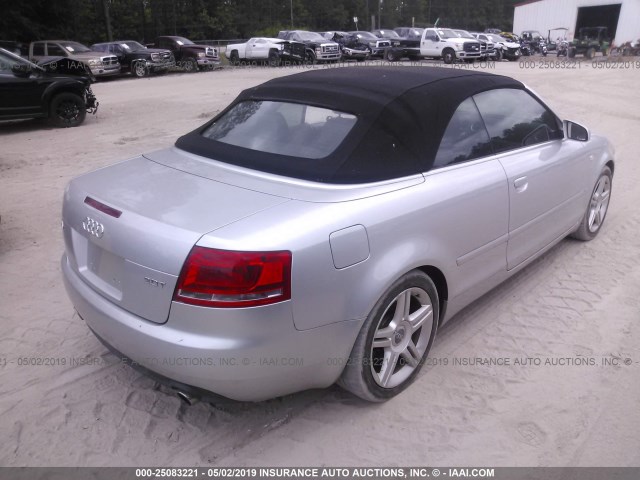 WAUAF48H97K028086 - 2007 AUDI A4 2.0T CABRIOLET SILVER photo 4