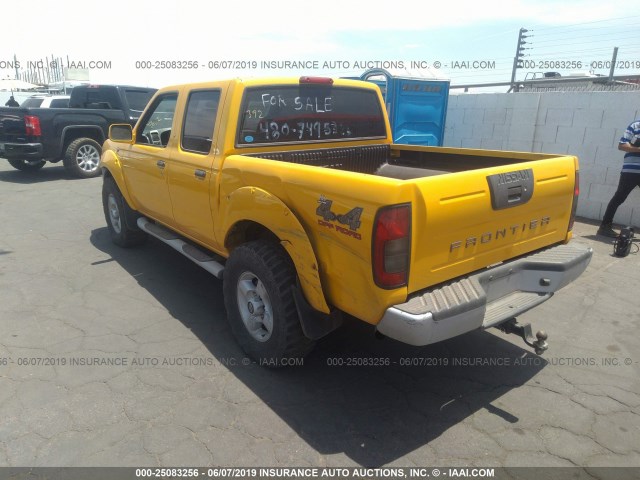 1N6ED27Y11C368847 - 2001 NISSAN FRONTIER CREW CAB XE/CREW CAB SE YELLOW photo 3