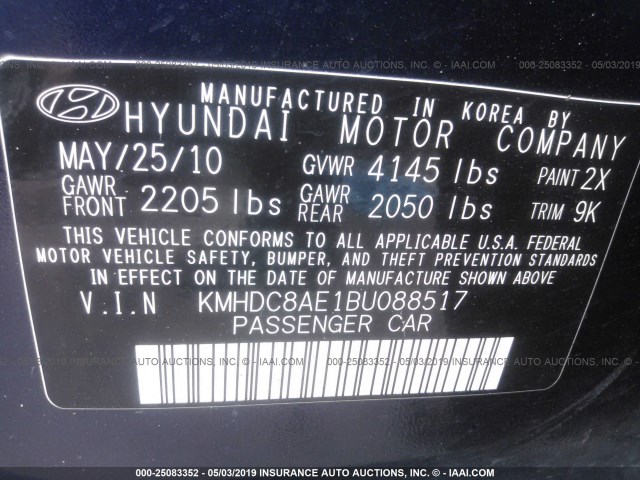 KMHDC8AE1BU088517 - 2011 HYUNDAI ELANTRA TOURING GLS/SE BLUE photo 9