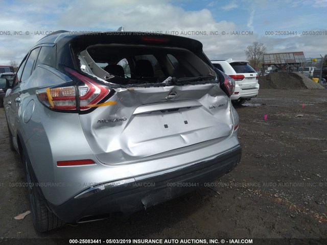 5N1AZ2MH5JN160025 - 2018 NISSAN MURANO S/SL/SV/PLATINUM SILVER photo 6