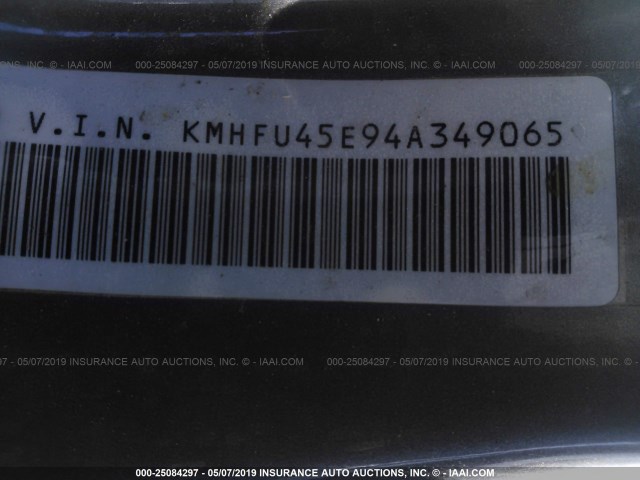 KMHFU45E94A349065 - 2004 HYUNDAI XG 350 BLACK photo 9