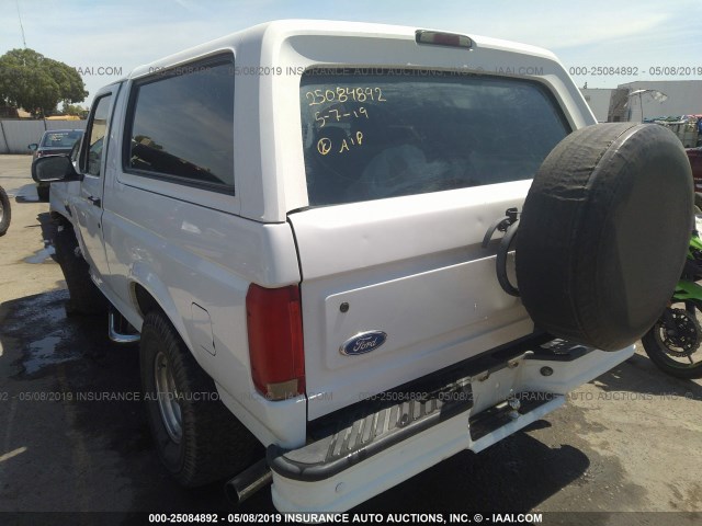 1FMEU15NXSLB91783 - 1995 FORD BRONCO U100 WHITE photo 3