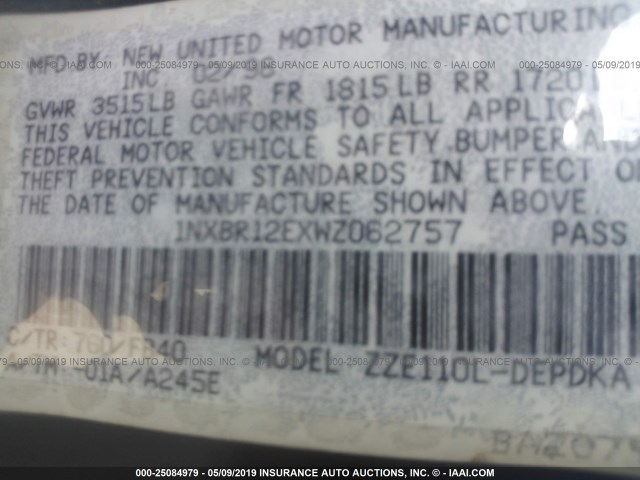 1NXBR12EXWZ062757 - 1998 TOYOTA COROLLA VE/CE/LE GREEN photo 9