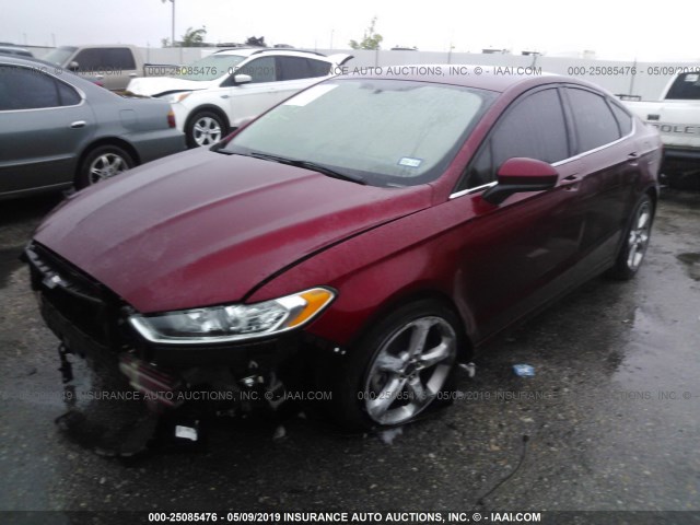 3FA6P0G70GR186101 - 2016 FORD FUSION S RED photo 2