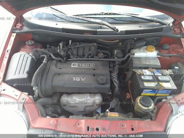 KL1TD52675B460548 - 2005 CHEVROLET AVEO LS RED photo 10