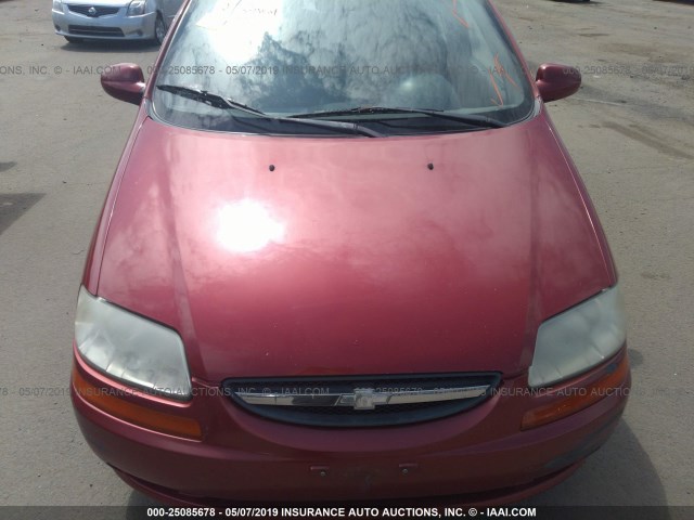 KL1TD52675B460548 - 2005 CHEVROLET AVEO LS RED photo 6