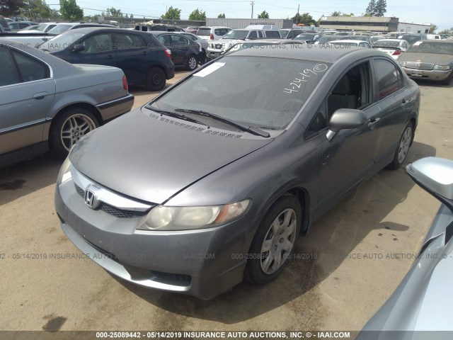 2HGFA165X9H313082 - 2009 HONDA CIVIC LX GRAY photo 2