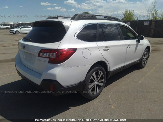 4S4BSANC8K3299939 - 2019 SUBARU OUTBACK 2.5I LIMITED WHITE photo 4