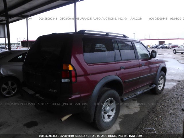 JA4MT21R24J003509 - 2004 MITSUBISHI MONTERO SPORT ES/SPORT LS RED photo 4