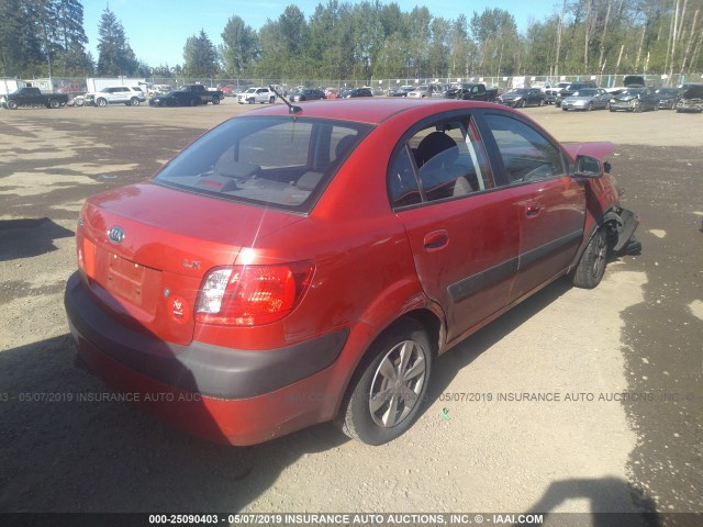 KNADE123976265990 - 2007 KIA RIO LX/SX RED photo 4