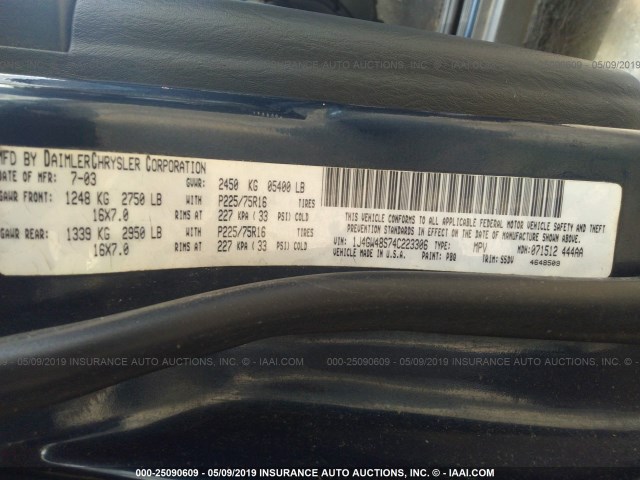 1J4GW48S74C223306 - 2004 JEEP GRAND CHEROKEE LAREDO/COLUMBIA/FREEDOM 蓝色 照片 9