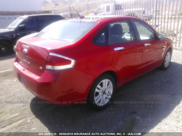 1FAHP35N48W263563 - 2008 FORD FOCUS SE/SEL/SES RED photo 4