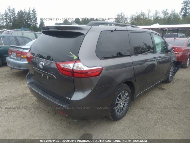 5TDYZ3DC6JS950148 - 2018 TOYOTA SIENNA XLE/LIMITED GRAY photo 4