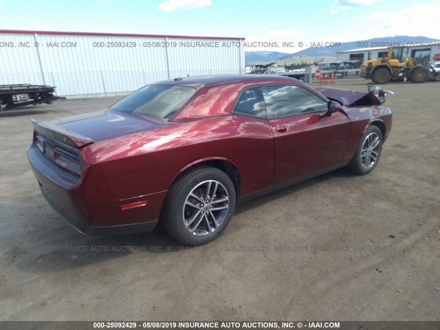 2C3CDZGG1KH628080 - 2019 DODGE CHALLENGER SXT MAROON photo 4