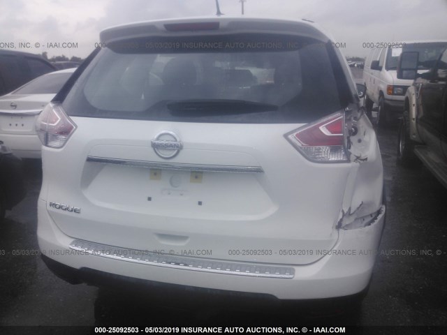 KNMAT2MT5GP681107 - 2016 NISSAN ROGUE S/SL/SV WHITE photo 6