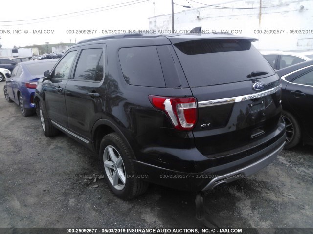 1FM5K8D86HGD14829 - 2017 FORD EXPLORER BLACK photo 3