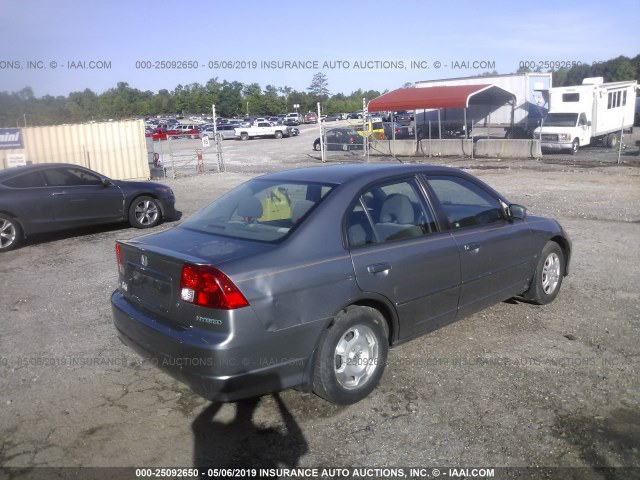 JHMES95694S002940 - 2004 HONDA CIVIC HYBRID GRAY photo 4