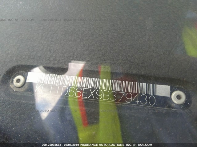 KL1TD66EX9B379430 - 2009 CHEVROLET AVEO LS/LT ლურჯი ფოტო 9