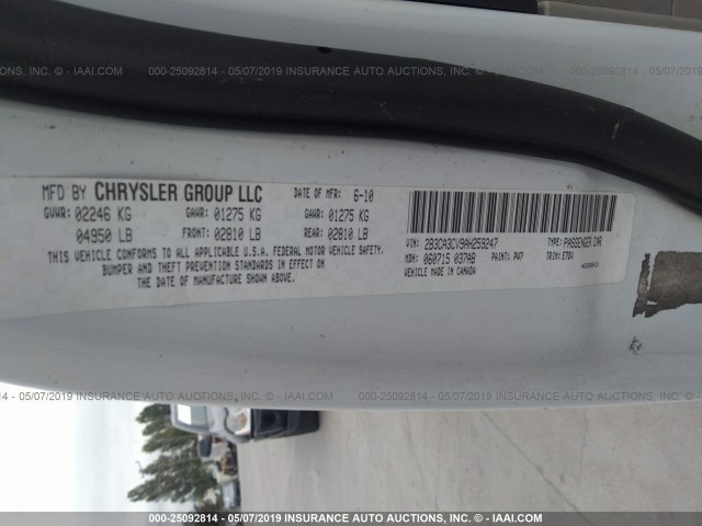 2B3KA43G56H305361 - 2006 DODGE CHARGER SE/SXT WHITE photo 9