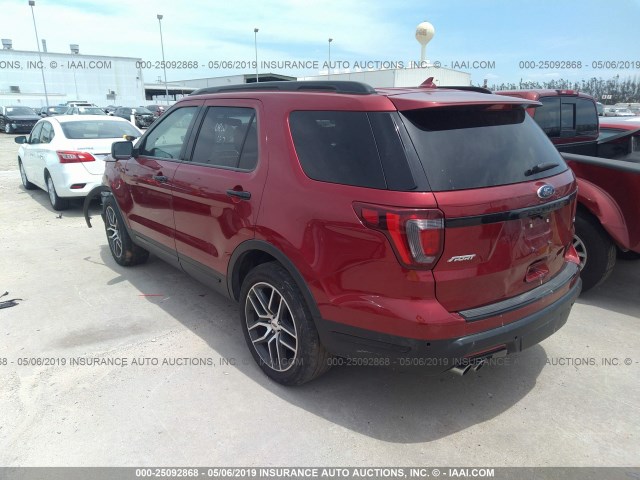 1FM5K8GT3JGA85368 - 2018 FORD EXPLORER SPORT MAROON photo 3