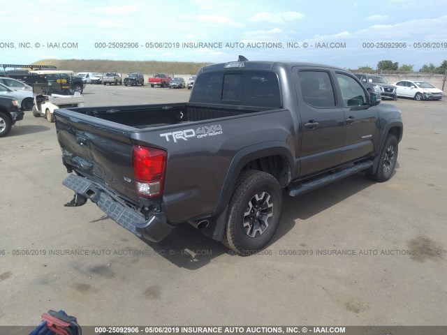 3TMCZ5AN9HM052195 - 2017 TOYOTA TACOMA DBL CAB/SR/TRDSPT/OR/PRO GRAY photo 4