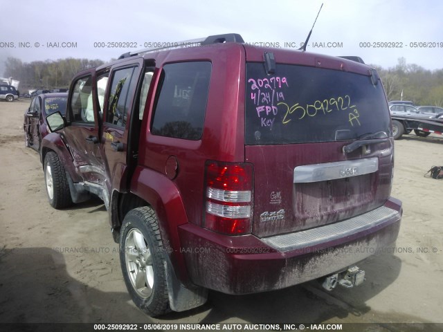1J4PN5GK8BW566258 - 2011 JEEP LIBERTY LIMITED RED photo 3