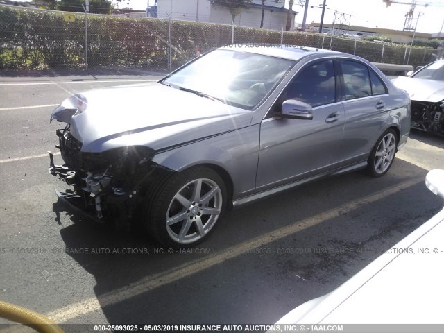 WDDGF4HB3DA851659 - 2013 MERCEDES-BENZ C 250 GRAY photo 2