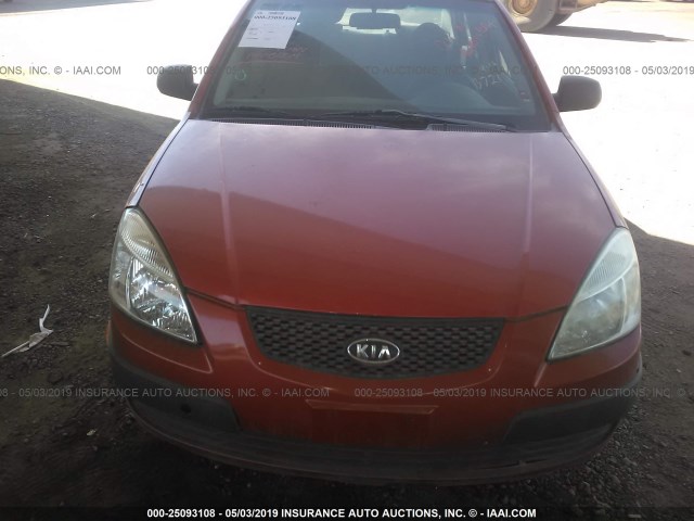 KNADE123876205893 - 2007 KIA RIO LX/SX RED photo 6