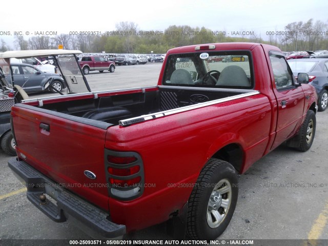 1FTYR10C2YPA92207 - 2000 FORD RANGER RED photo 4
